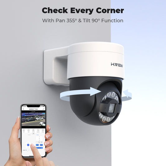 Hview 8CH NVR Security System, 4 Camera Kit, 5MP Wired CCTV Pan Tilt Camera, AI Human Detection, Color Night Vision, Two-Way Audio, Outdoor Security Camera, Home Surveillance (2TB HDD)