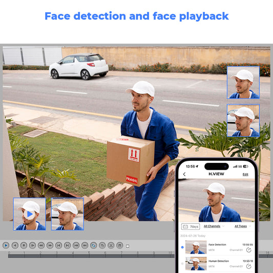 Hview 8CH NVR Security System,4 Camera Kit,5MP Wired CCTV,AI Human Detection,Color Night Vision,Two-Way Audio,Outdoor Security Camera,Home Surveillance (2TB HDD)