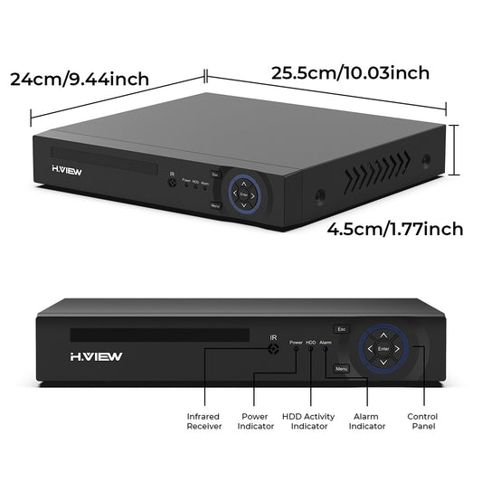 4K PoE NVR with 8-channel home security camera video recording; supports 8-megapixel, 5-megapixel, 4-megapixel, and 3-megapixel resolutions; 24/7 surveillance recording; H.265+ video encoding; remote access; smart playback (includes a 4TB hard drive)