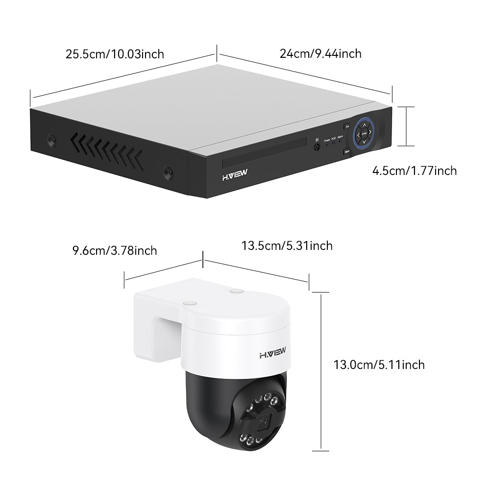 Hview 8CH NVR Security System, 8 Camera Kit, 5MP Wired CCTV Pan Tilt Camera, AI Human Detection, Color Night Vision, Two-Way Audio, Outdoor Security Camera, Home Surveillance (2TB HDD)