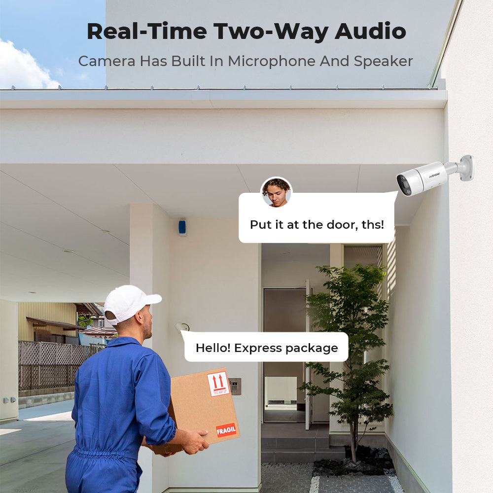Hview 8CH NVR Security System,4 Camera Kit,5MP Wired CCTV,AI Human Detection,Color Night Vision,Two-Way Audio,Outdoor Security Camera,Home Surveillance (2TB HDD)