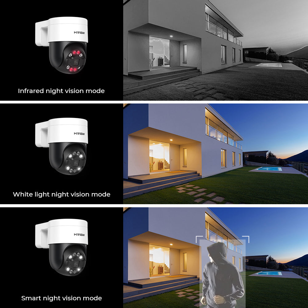 Hview 8CH NVR Security System, 4 Camera Kit, 5MP Wired CCTV Pan Tilt Camera, AI Human Detection, Color Night Vision, Two-Way Audio, Outdoor Security Camera, Home Surveillance (2TB HDD)