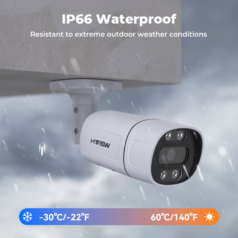 Hview 8CH NVR Security System,4 Camera Kit,5MP Wired CCTV,AI Human Detection,Color Night Vision,Two-Way Audio,Outdoor Security Camera,Home Surveillance (2TB HDD)
