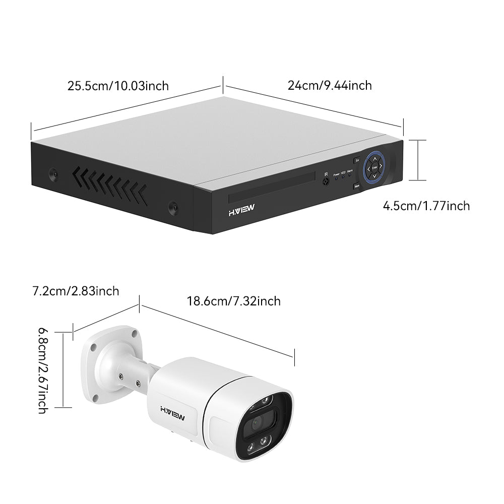 Hview 8CH NVR Security System,4 Camera Kit,5MP Wired CCTV,AI Human Detection,Color Night Vision,Two-Way Audio,Outdoor Security Camera,Home Surveillance (2TB HDD)